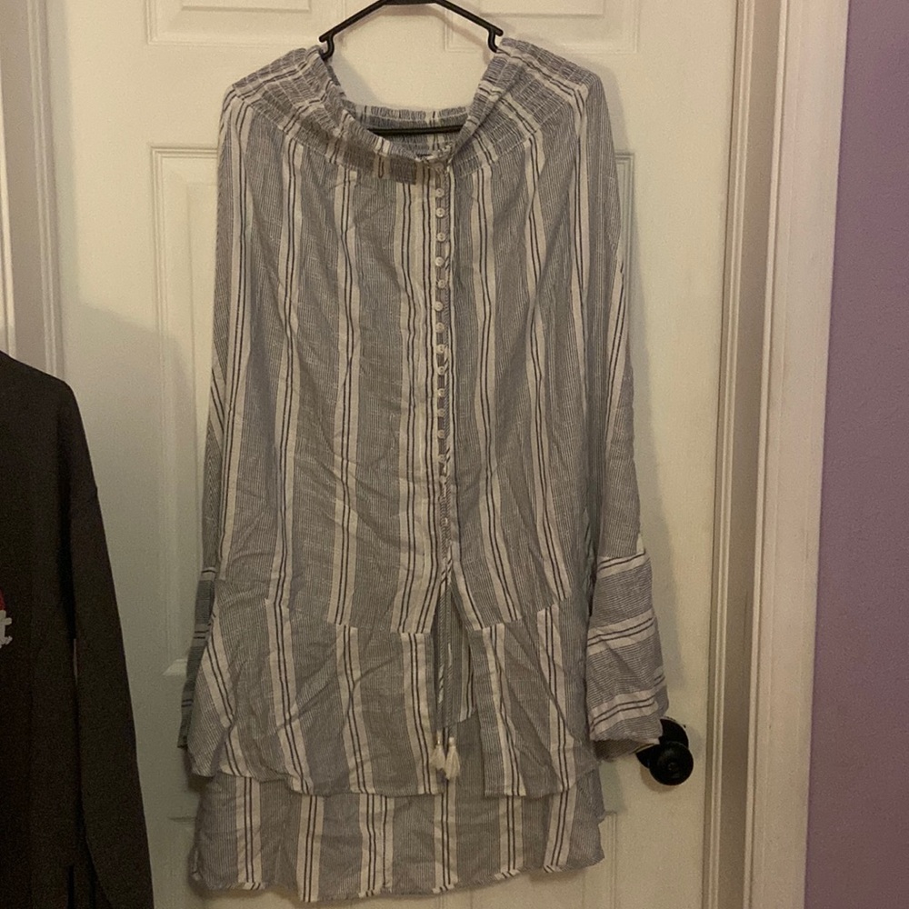 Cute flowy skirt. Large. Stripes with buttons down the middle